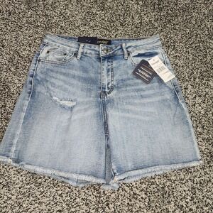 Threadgrit Jean Shorts Women's Sz 27,Raw Hem Mid Rise Lightwash Stretch 5"Inseam